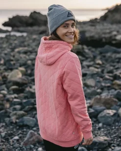 Clementine Recycled Quilted Popper Up Hoodie