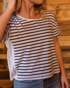 Magnolia Recycled Cotton Crochet Trim T-Shirt